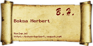 Boksa Herbert névjegykártya